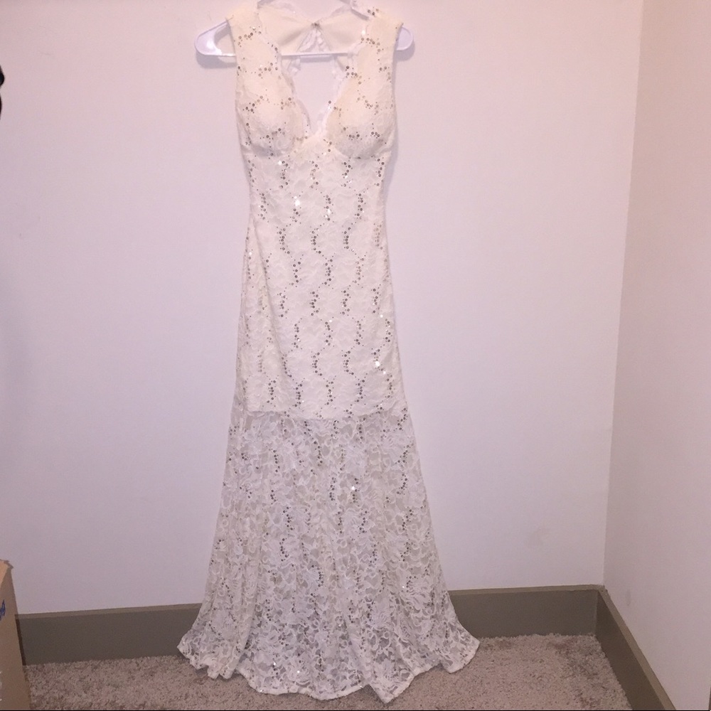 White sequin dress