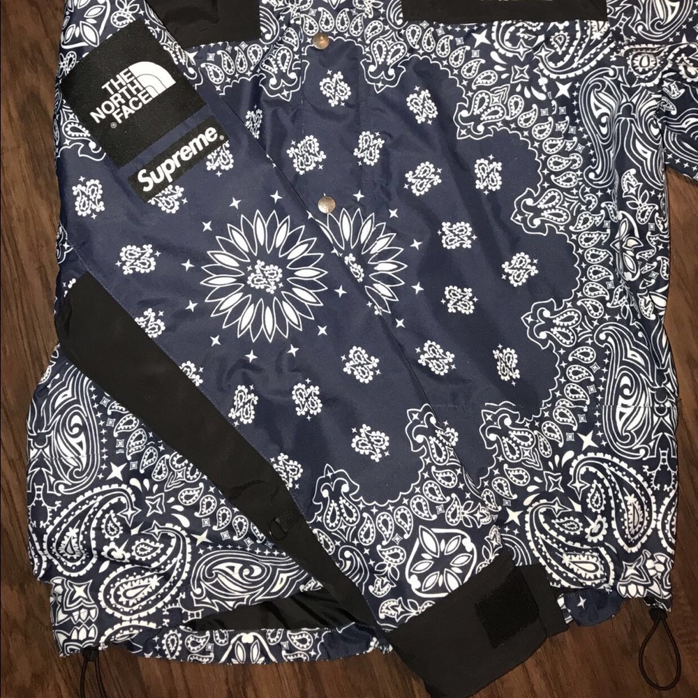 The North Face x Supreme blue bandana print jacket