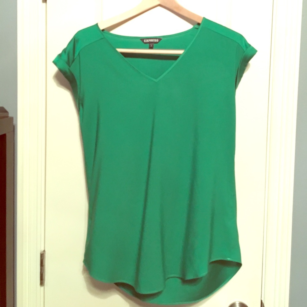 Express Rolled Sleeve, V-Neck Blouse