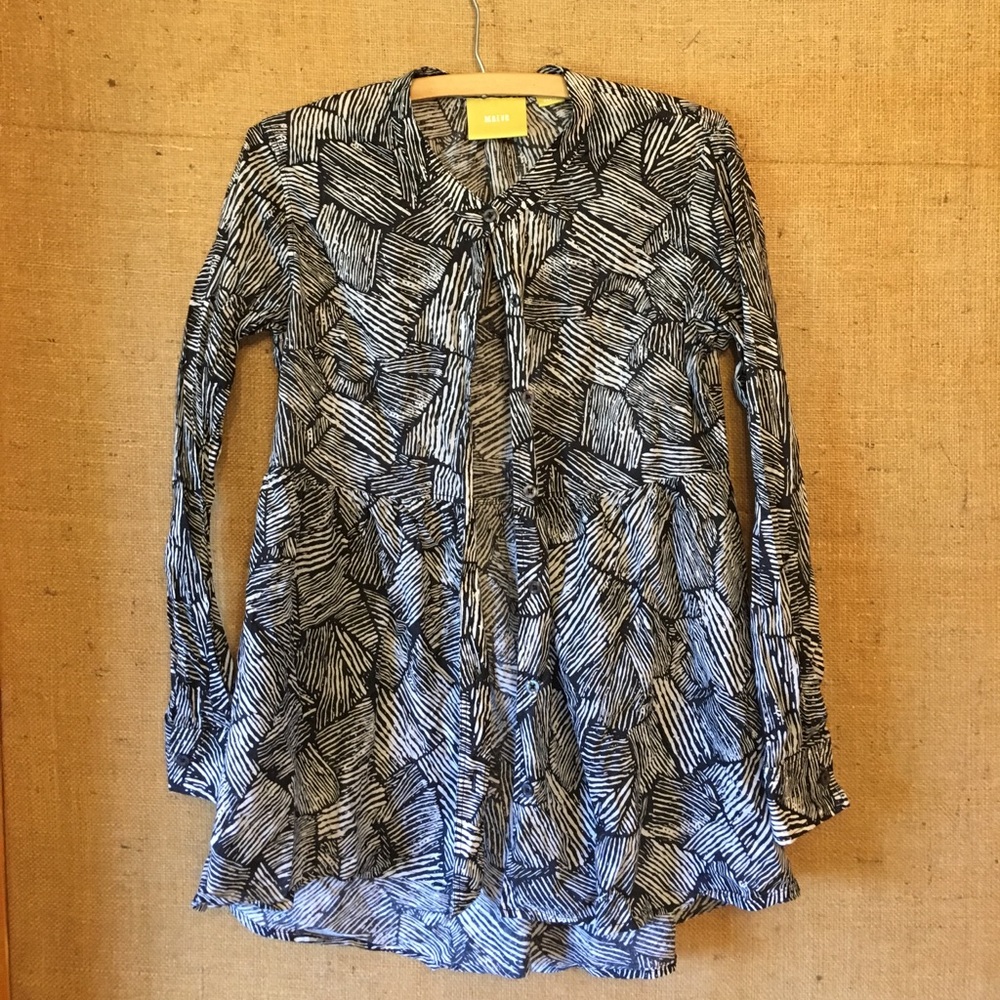 Graphic Print Maeve Anthro Blouse, Size Medium