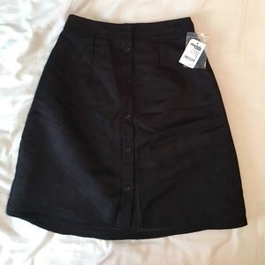 High Waisted Suede Button Up Skirt