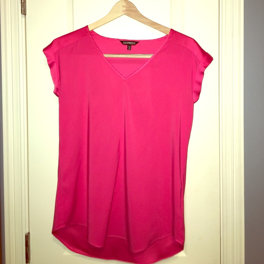 Express Rolled Sleeve, V-Neck Blouse