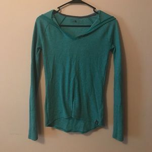 Long Sleeve Green North Face Hooded Shirt