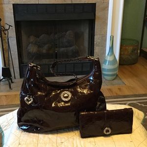 Brighton handbag with wallet. Color -dark red wine