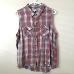 Sleeveless flannel button down