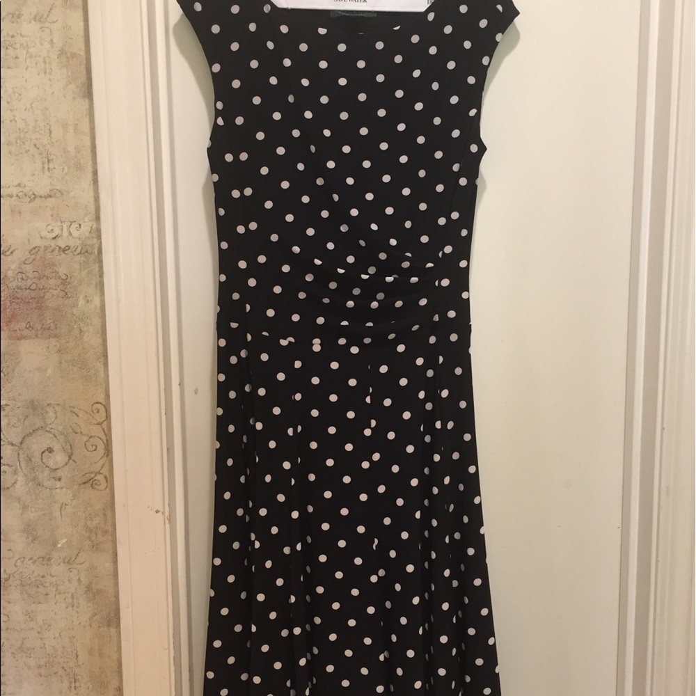 Ralph Lauren black dress with ivory polkadots.
