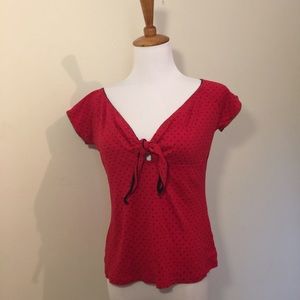 Modcloth❤️Pin Up Red and Black Polkadot Tie Up Top