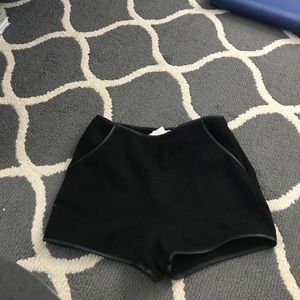 Black leather piped shorts