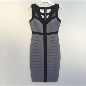 JAX GRAY AND BLACK CAGED OCCASION DRESS.
