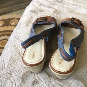 Reba Shoes - Reba denim & leather wedge sandals Reba Shoes - Reba denim & leather wedge sandals