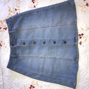 High waisted denim skirt