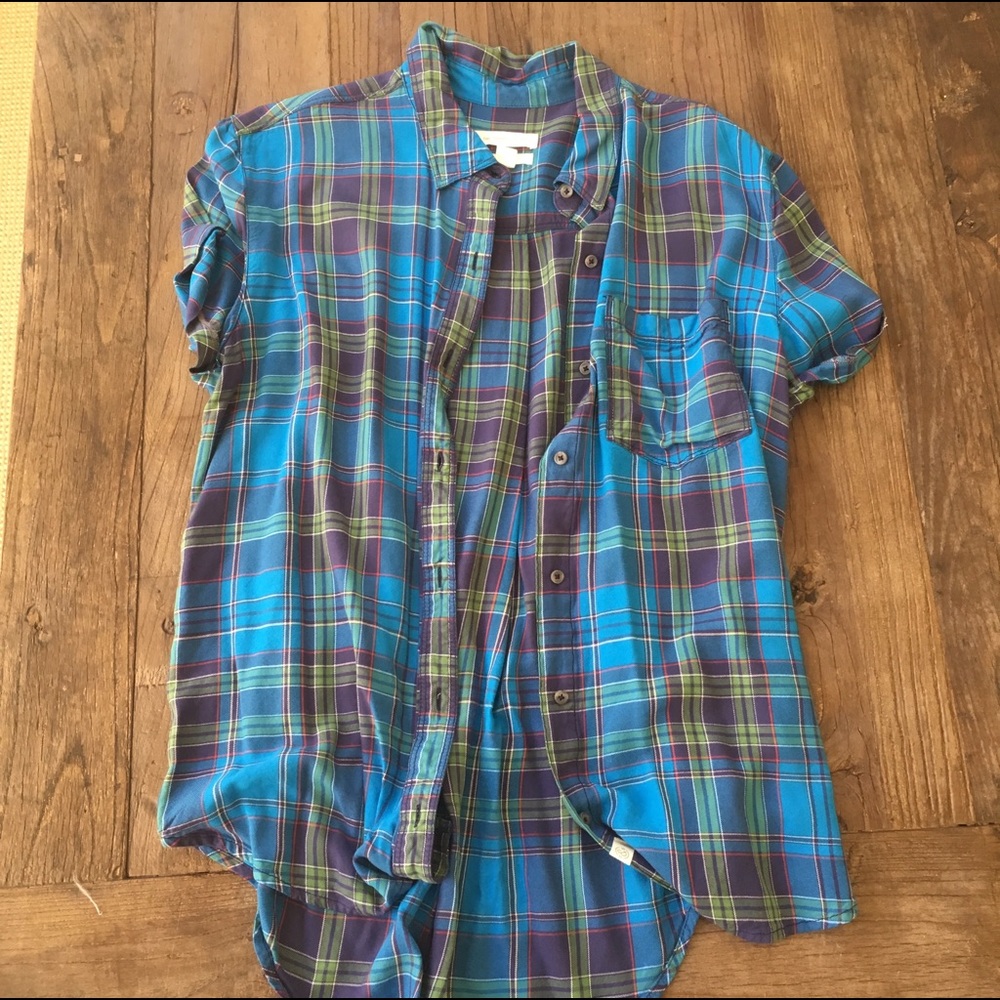 PRICE DROP "boyfriend" plaid top sz Medium