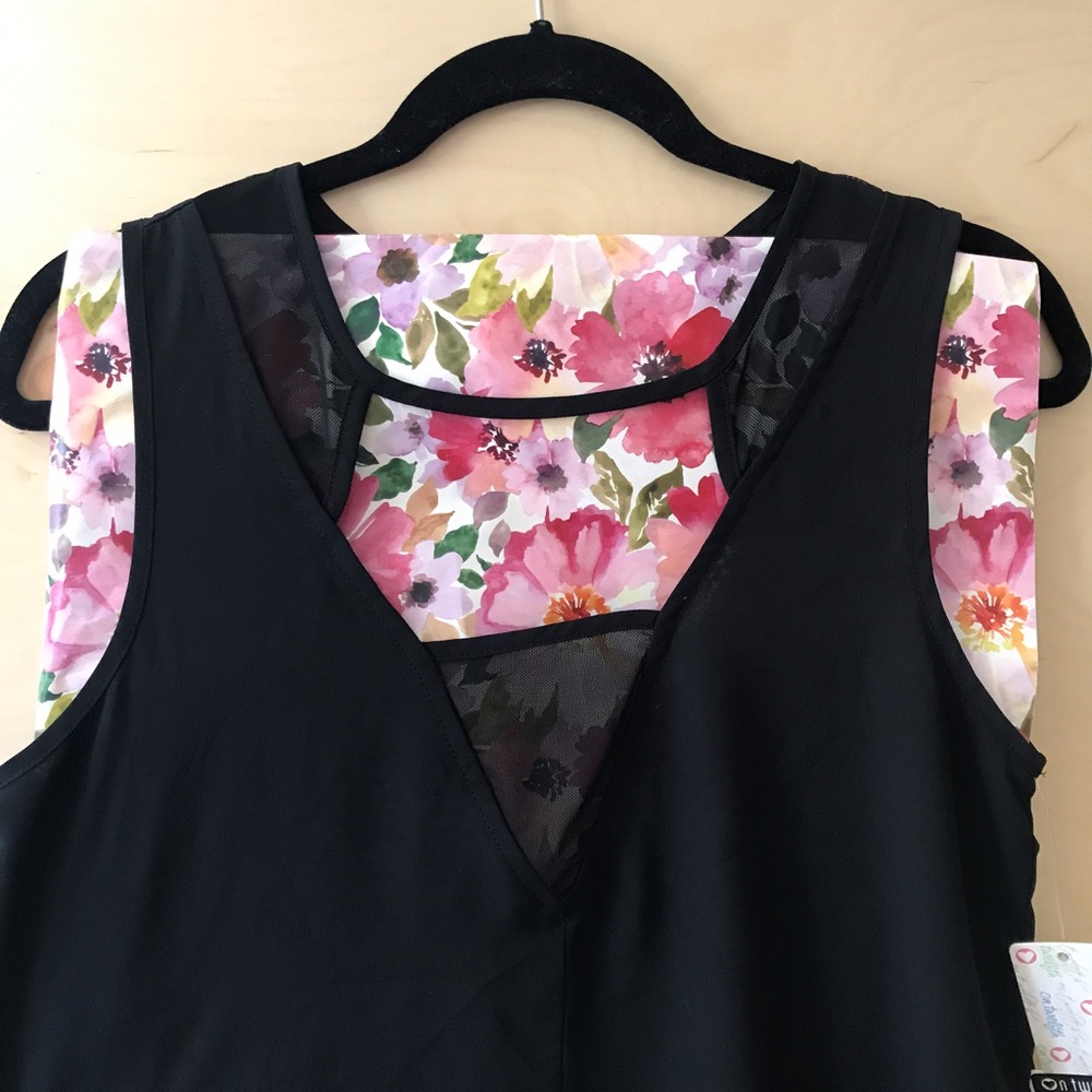 NWT black tank with sheer collar details