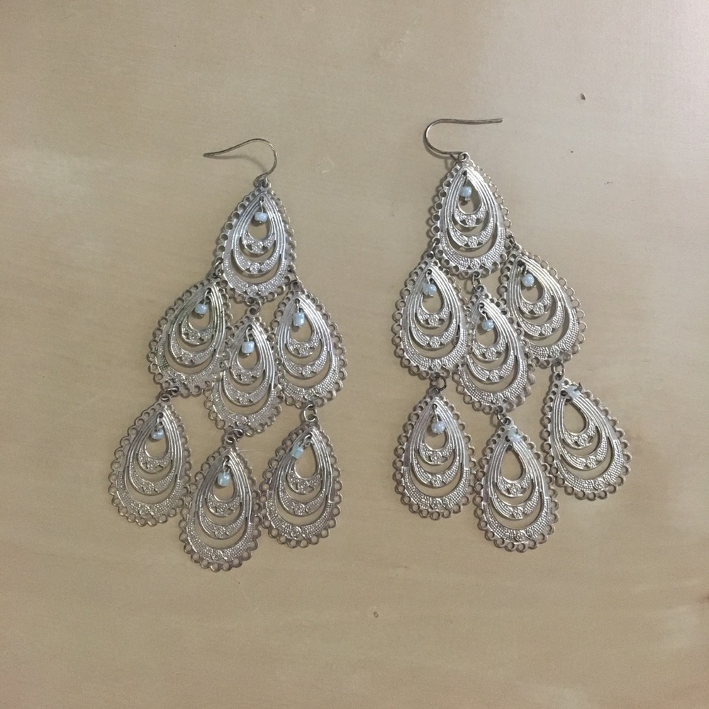Long Silver Bohemian Earrings