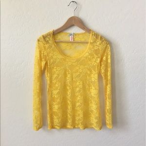 DownEast Lace Long-sleeved Top - Bright Yellow
