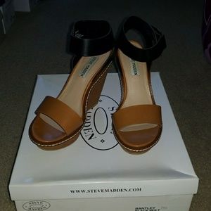 Steve Madden Black Multi Wedge Sandals