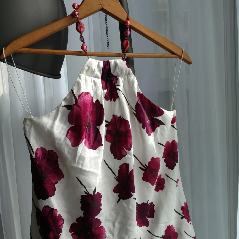 Silky Floral Halter Top