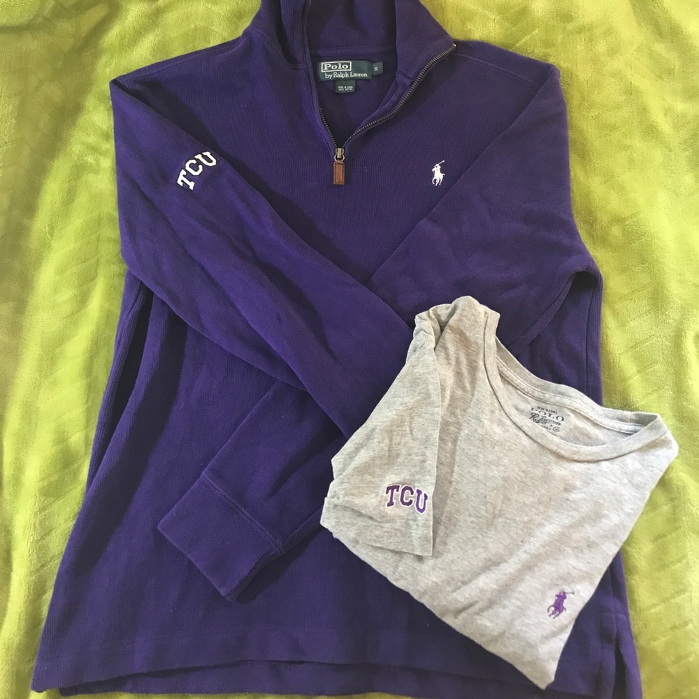 Ralph Lauren 1/4-zip & Polo T-shirt Purple & Gray