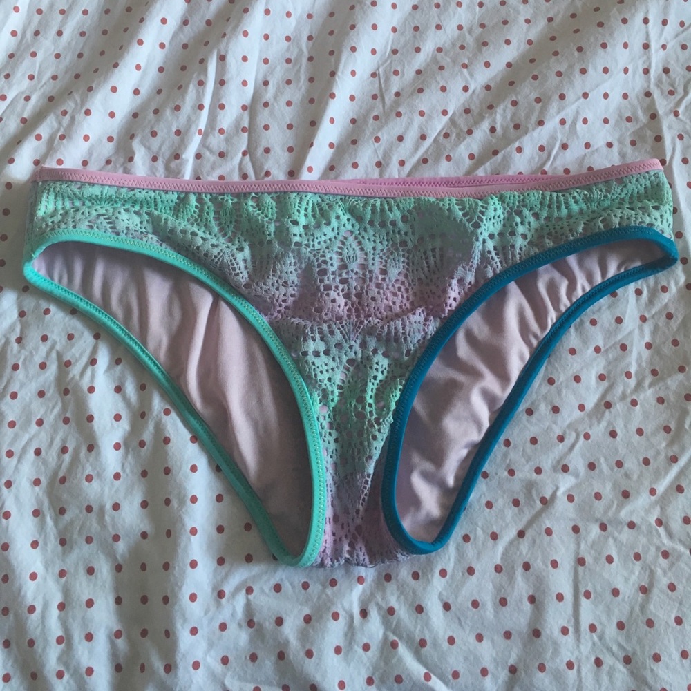 Teal purple tie dye swim suit bottoms