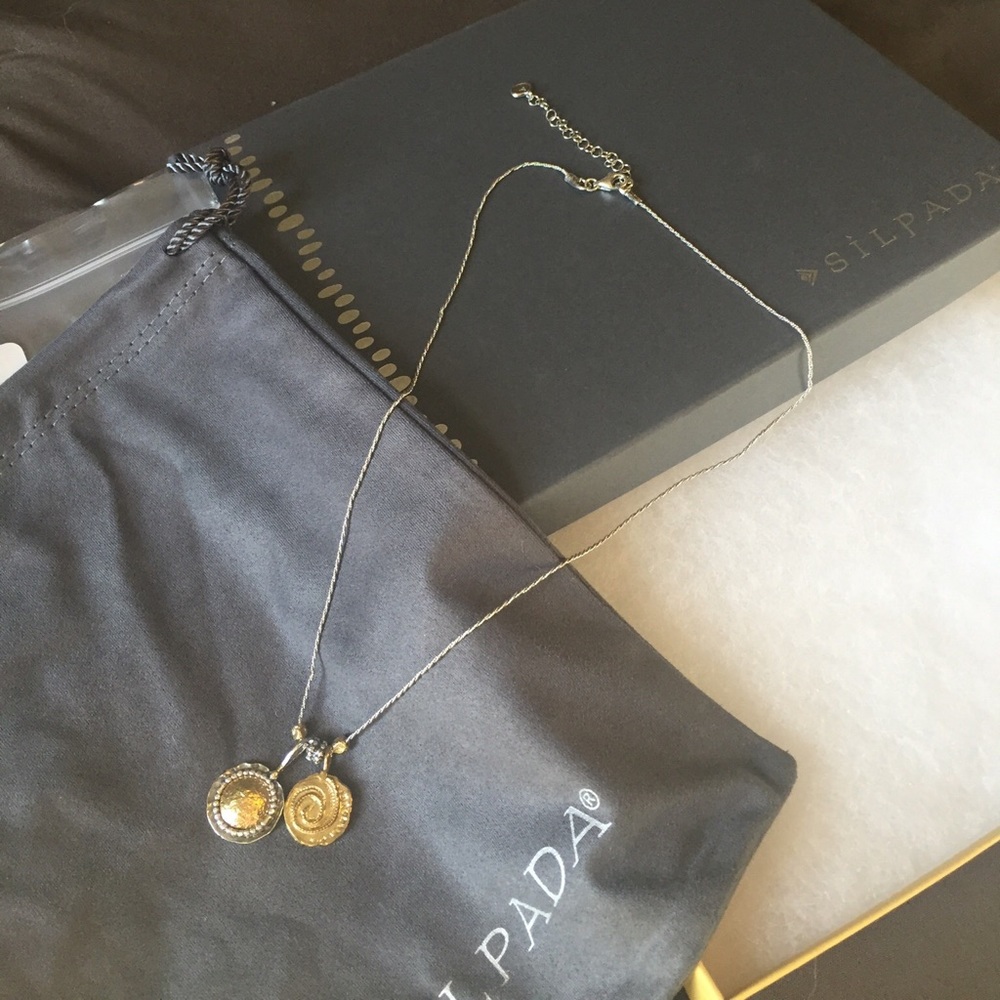 SILPADA silver and gold necklace with 2 charms