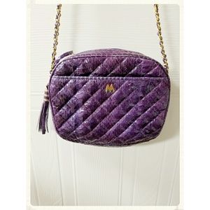 Rosenfeld faux snakeskin quilted cross body purse