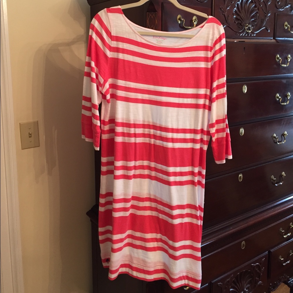 Lilly Pulitzer Cotton Coral Striped Dress