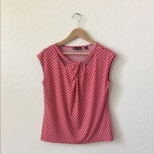 New York and Company Blouse - Red & White Pattern