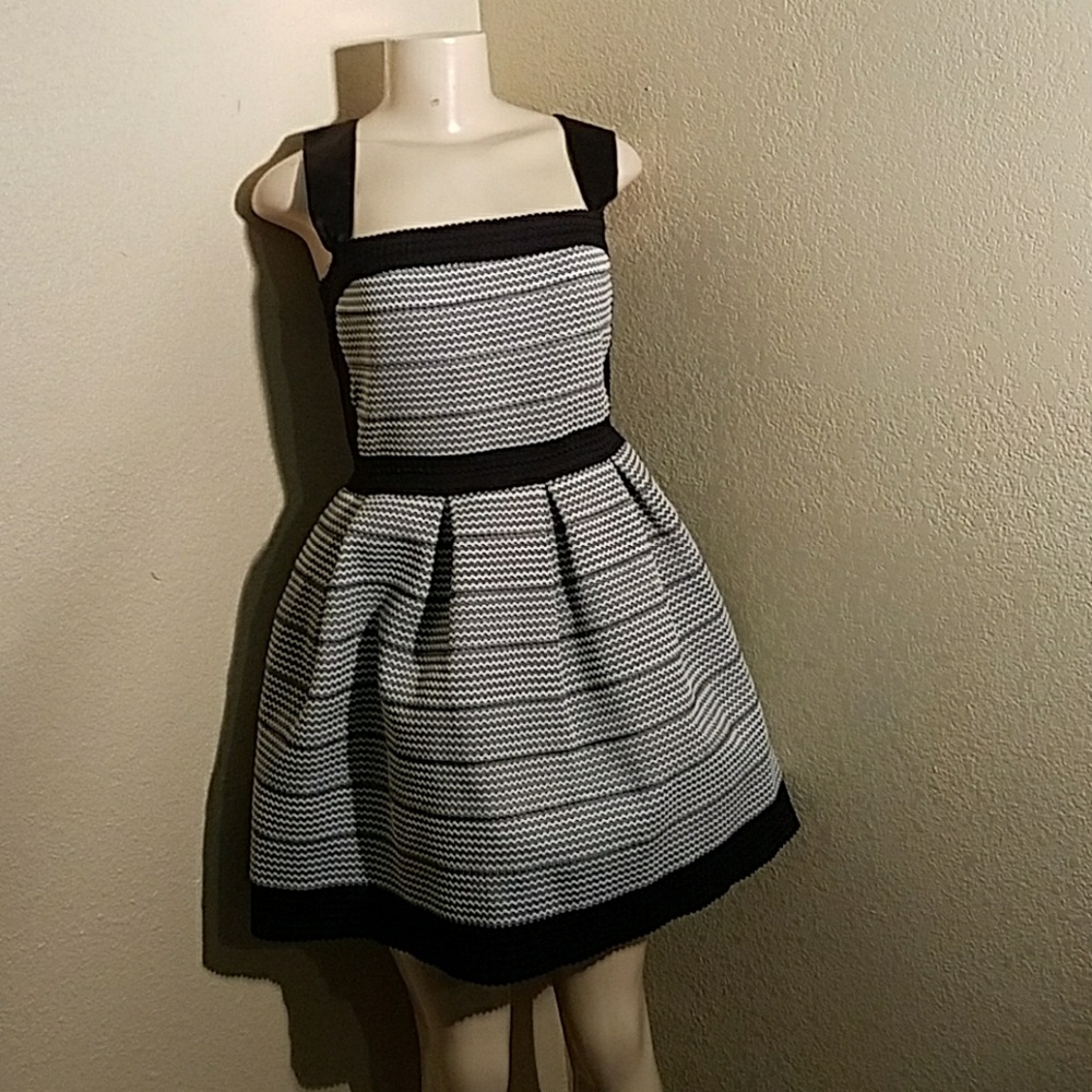 Alya Black and White, Fit and Flare, Dress Size M