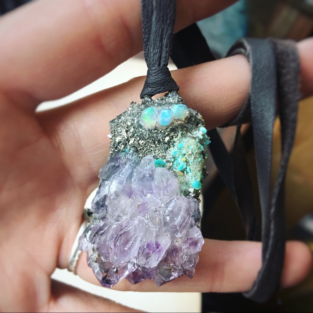 Handmade multi gemstone necklace