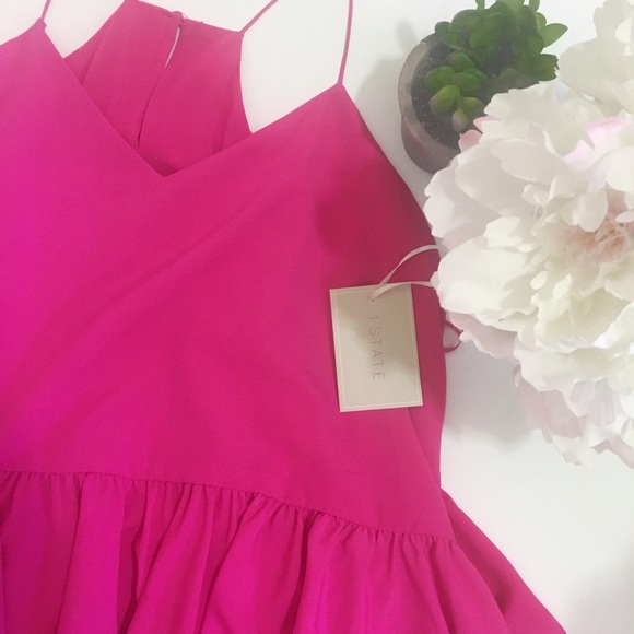 NWT - Nordstrom 1. State pink ruffle midi dress - Picture 2 of 6