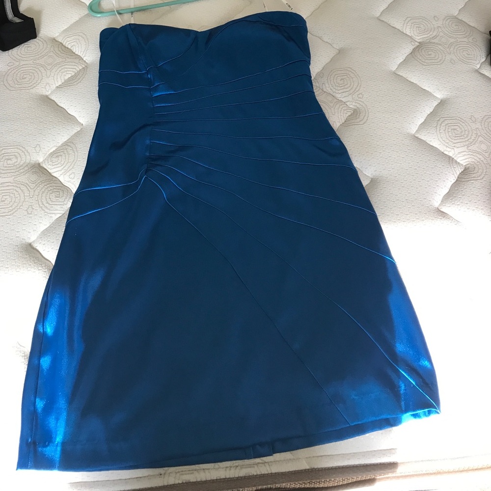 Strapless blue dress