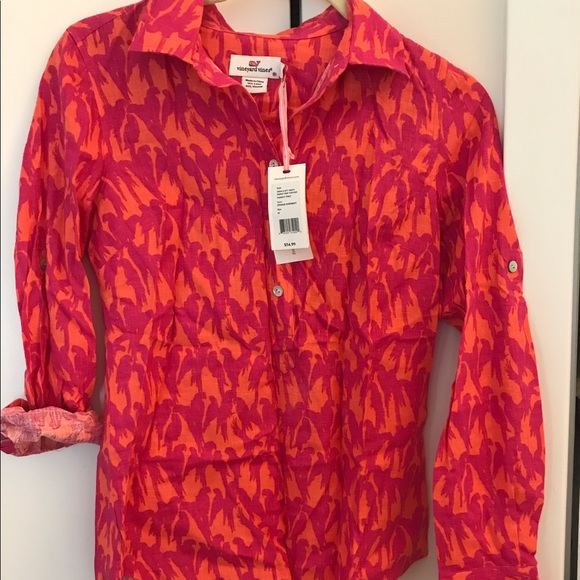 Vineyard Vines Tops - NWT Vineyard Vines Parrot Print Linen Tunic Sz 00