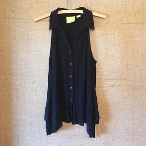 Black Maeve Button-Down Tank, Anthropologie, Sz 6
