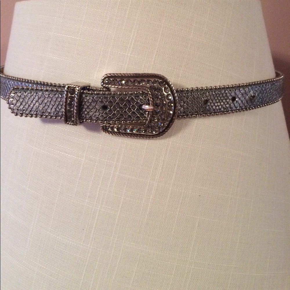Cache silver leather belt