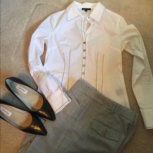 BCBG Bossy white button button down