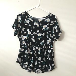 White daisy babydoll blouse
