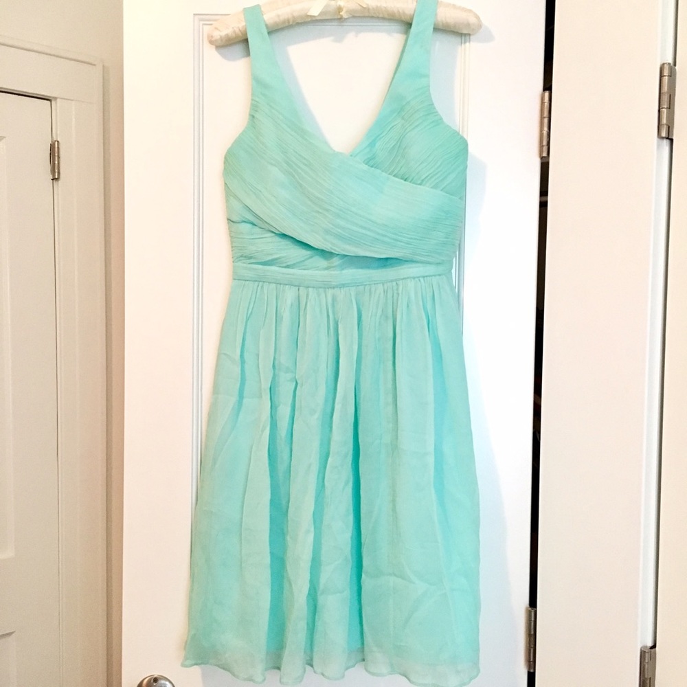 J Crew Silk Chiffon Seafoam Heidi Dress