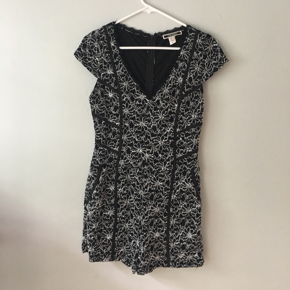 Black and White Romper with Pockets