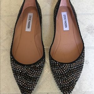 Steve Madden black glitter flat shoes
