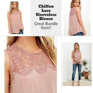 Chiffon Lace Sleeveless Blouse