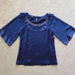 Etcetera Navy Silk Top