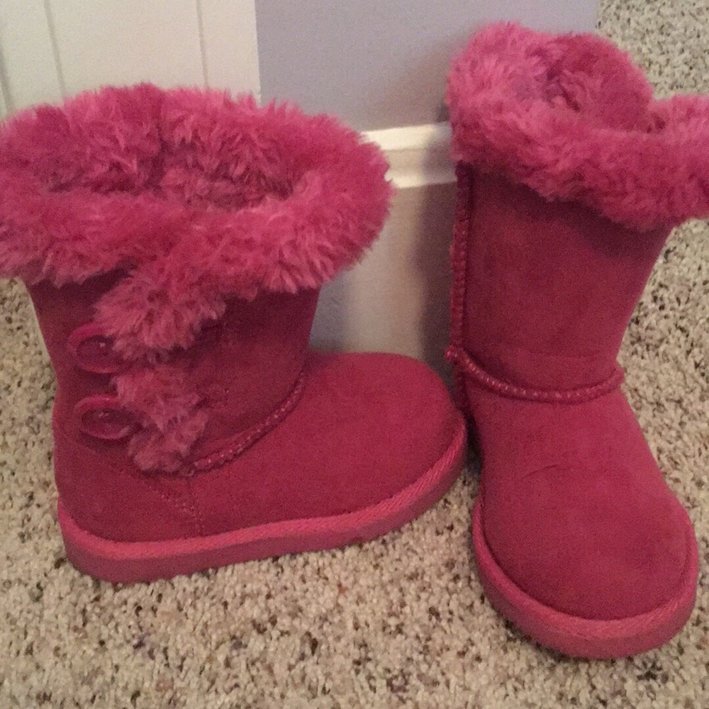 Girls Pink Fur Boots