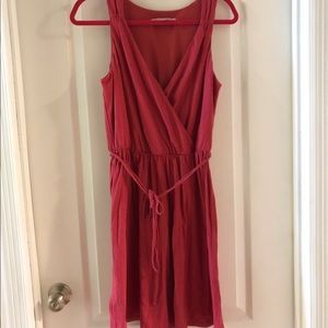LOFT red cotton wrap dress size medium