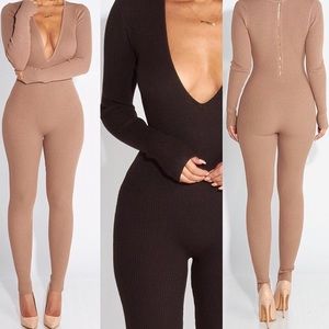 Ribbed Black Jumpsuit - Small