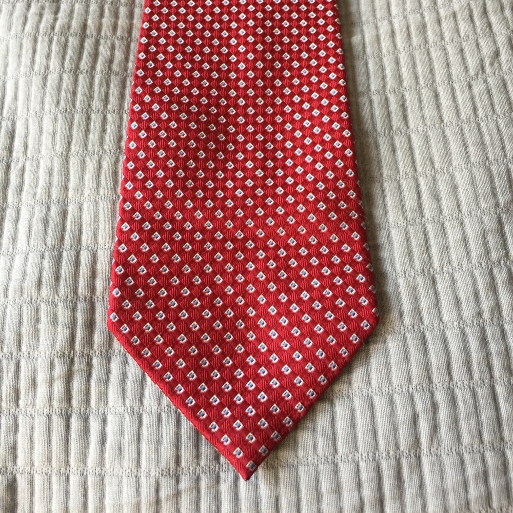 Red Nautica tie with blue diamonds