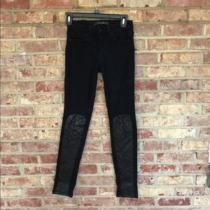 Joe's Jeans Skinny Black Leather Patches (Size 24)
