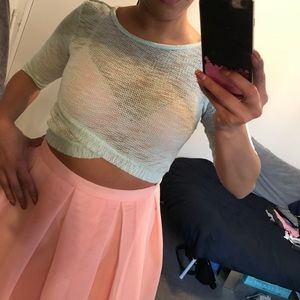 ♥️ PASTEL TURQUOISE MESH CROPTOP❤️
