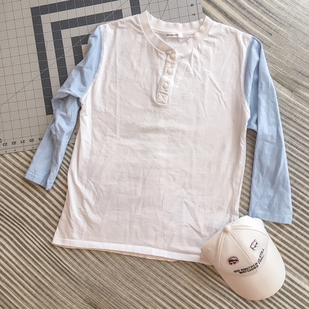 OS Baby Blue Quarter Sleeve Top
