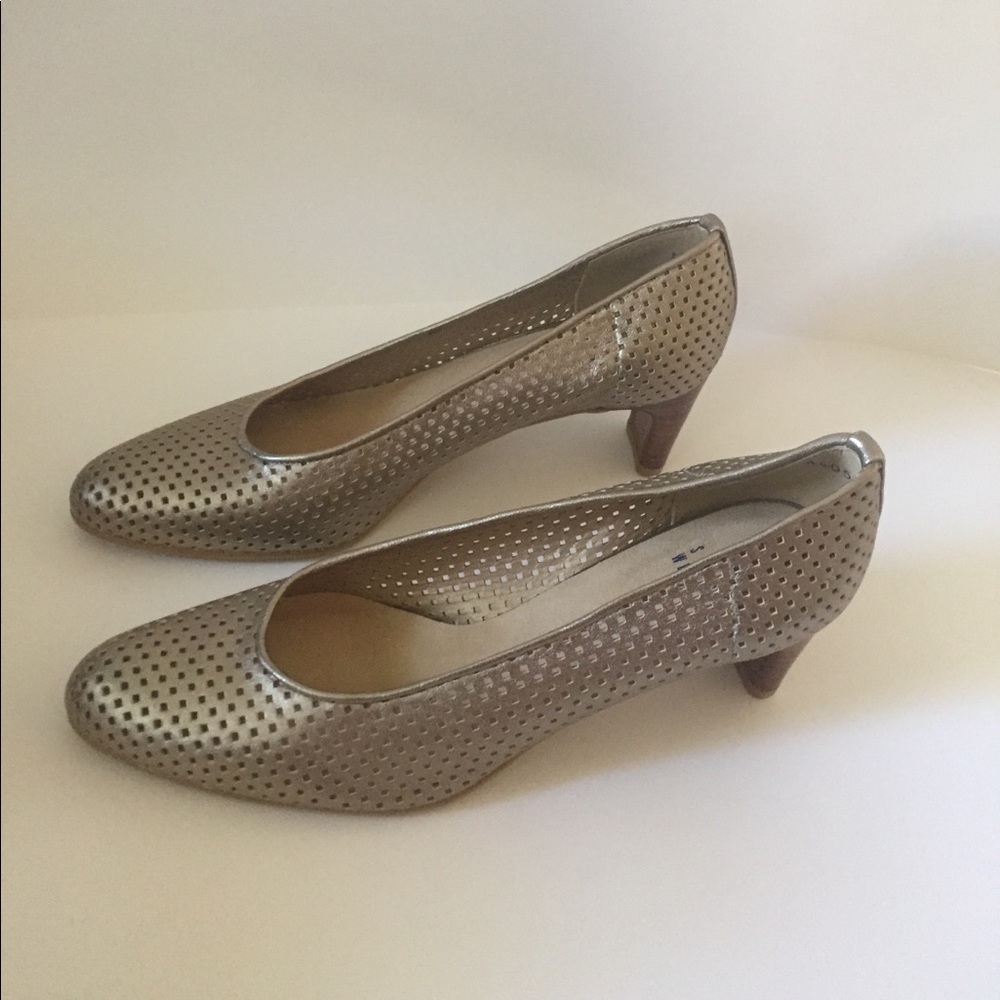 Stuart Weitzman Silver Perforated Heels
