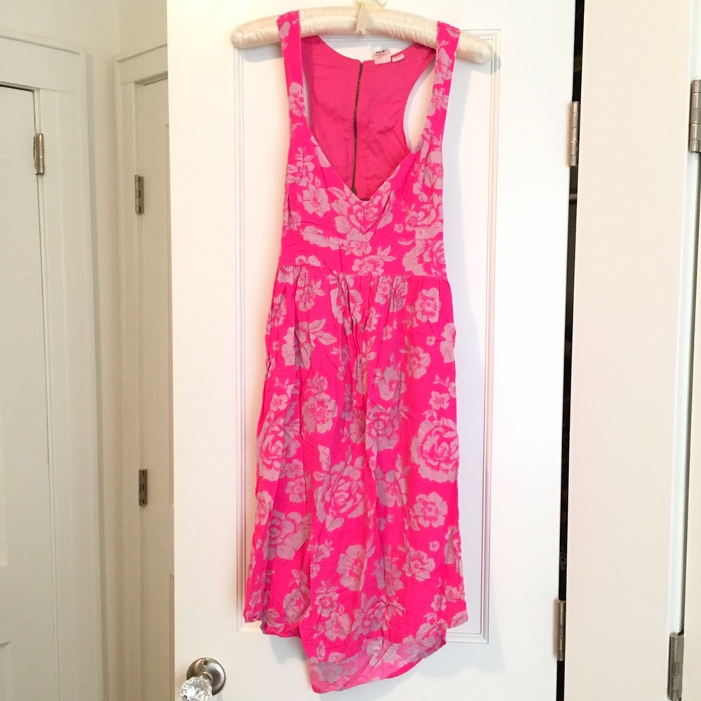 ROXY Floral Pink Cut Out Dress